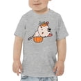 thumbnail image 1 of Cute Kittyboo In Pumpkin Costume T-Shirt Toddler -Image by Shutterstock,  5 Toddler, 1 of 4