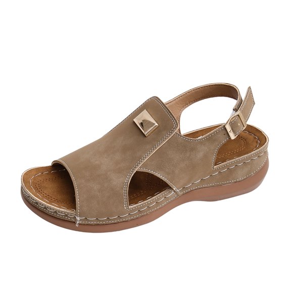 DAFEI Beach Sandals for Woman Platform Strap Women's Toe Sandals Fashionable and Casual Leather Openwork Sandals Summer Sandals