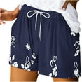 thumbnail image 2 of Teissuly Women Summer Illustration Lace Up Elastic Pocket Casual Shorts, 2 of 5