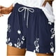 thumbnail image 1 of Mujeres Pantalones Cortos Ilustración de Verano Casual Encaje Hasta el Bolsillo Elástico, Pantalones Cortos Casuales para el Día Y el Ocio, 1 of 5