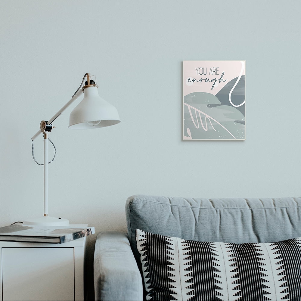 Stupell Industries You are Enough Phrase Soft Green Leaves Wall Plaque by Kim Allen