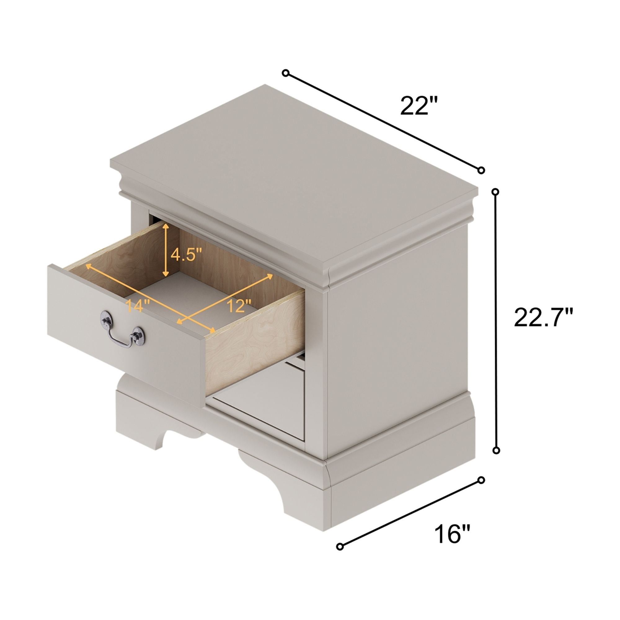 Traditional 2-Drawer White Nightstand with Storage