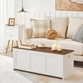 thumbnail image 5 of Storage Bench, 39.3" Retro Wooden Storage Chest, Wooden Storage Trunk, Toy Chest with Lift Top, Multifunctional Entryway Organizer, for Entryway, Living Room, White and Walnut WH141CW01, 5 of 9