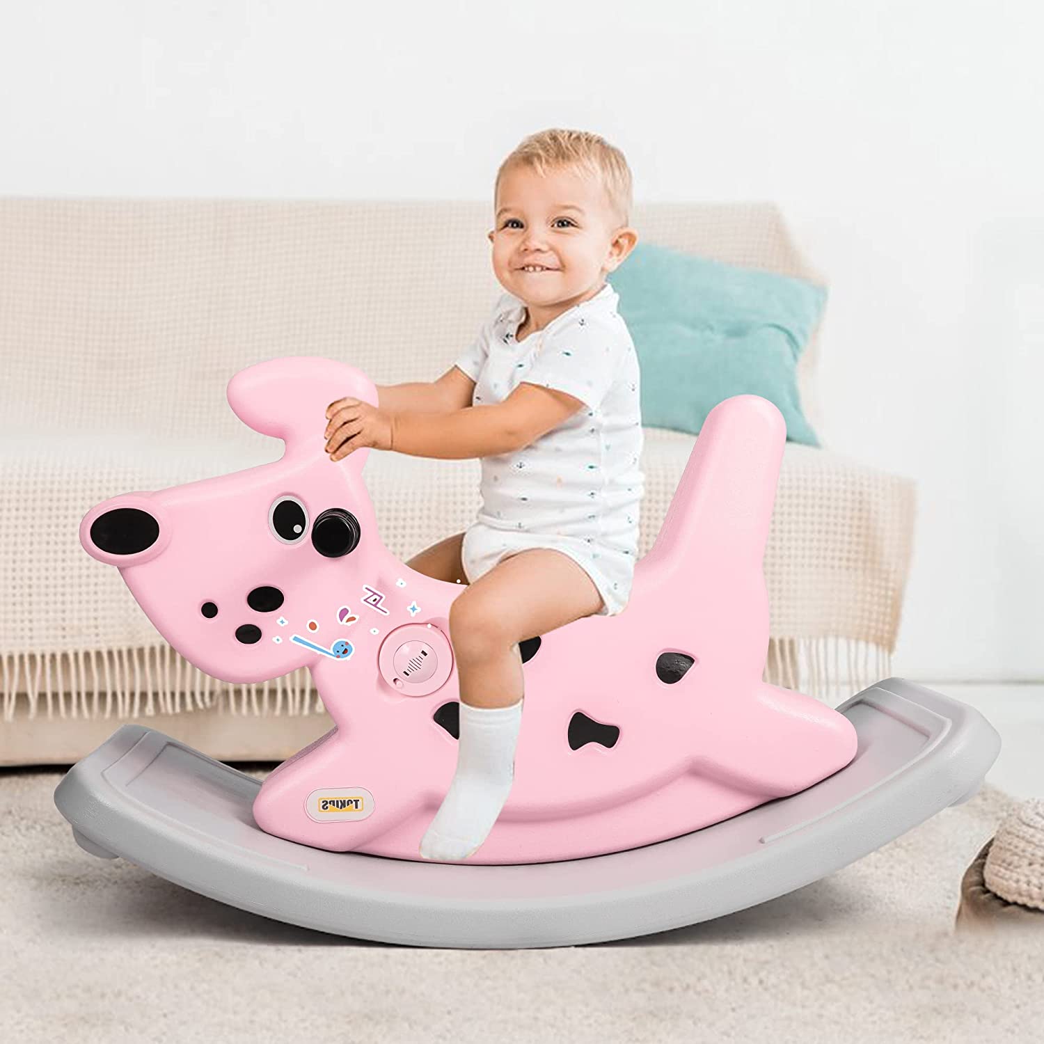 Rocking Horse Outdoor Rocking Toy with Music for Toddler Baby Kids