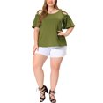 thumbnail image 3 of Agnes Orinda Women's Plus Size Summer Strappy Cold Shoulder Trumpet Sleeve Blouse, 3 of 7