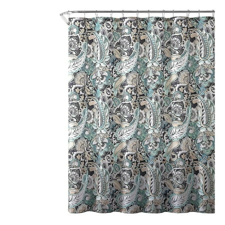 Vinyl Boutique Shop Gray Mint Green Beige Fabric Shower Curtain 72