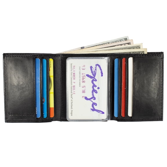 Men Lambskin Leather Trifold Wallet