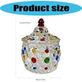 thumbnail image 2 of Hand-Painted Crystal Candy Dish with Lid - Colorful Glass Jar with Diamond Cut Embossed Pattern, Vintage Style Decorative Bowl for Candies, Nuts, Cookies, Jewelry & Home Decor  P, 2 of 7