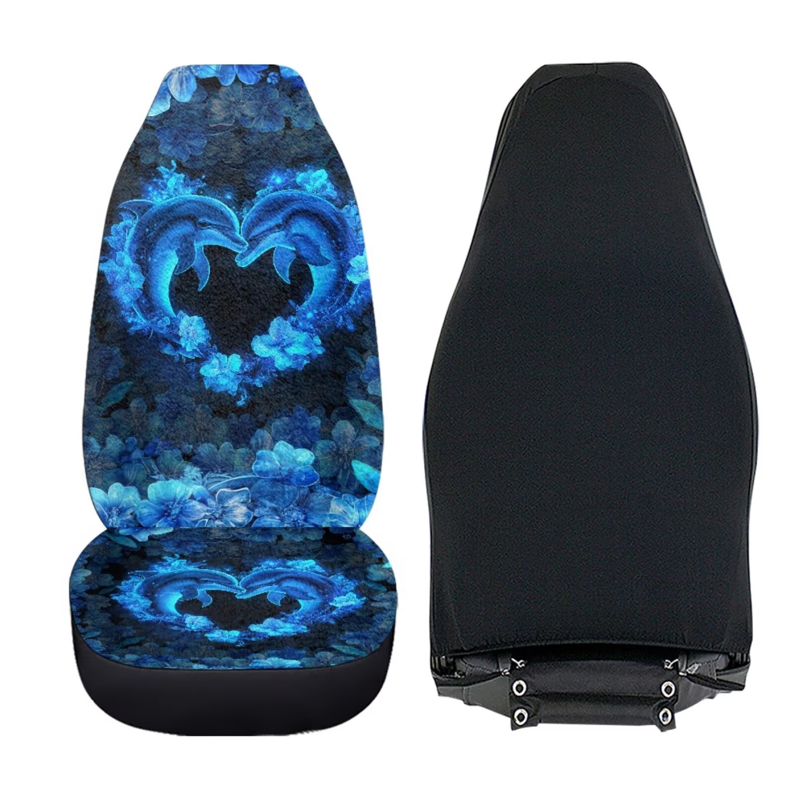 Uorisanigo Car Seat Cover, Auto Seat Covers Front Seats Only for Cars SUV Trucks Universal Fit, 2-Pack Flurry Blue Dolphin Car Seats Cushions, Soft and Comfortable