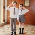 thumbnail image 2 of Girls' School Uniform Outfit 3 Piece Set with Long Sleeve Button Down Shirt and Pleated Skirt,3-18 Years, 2 of 4