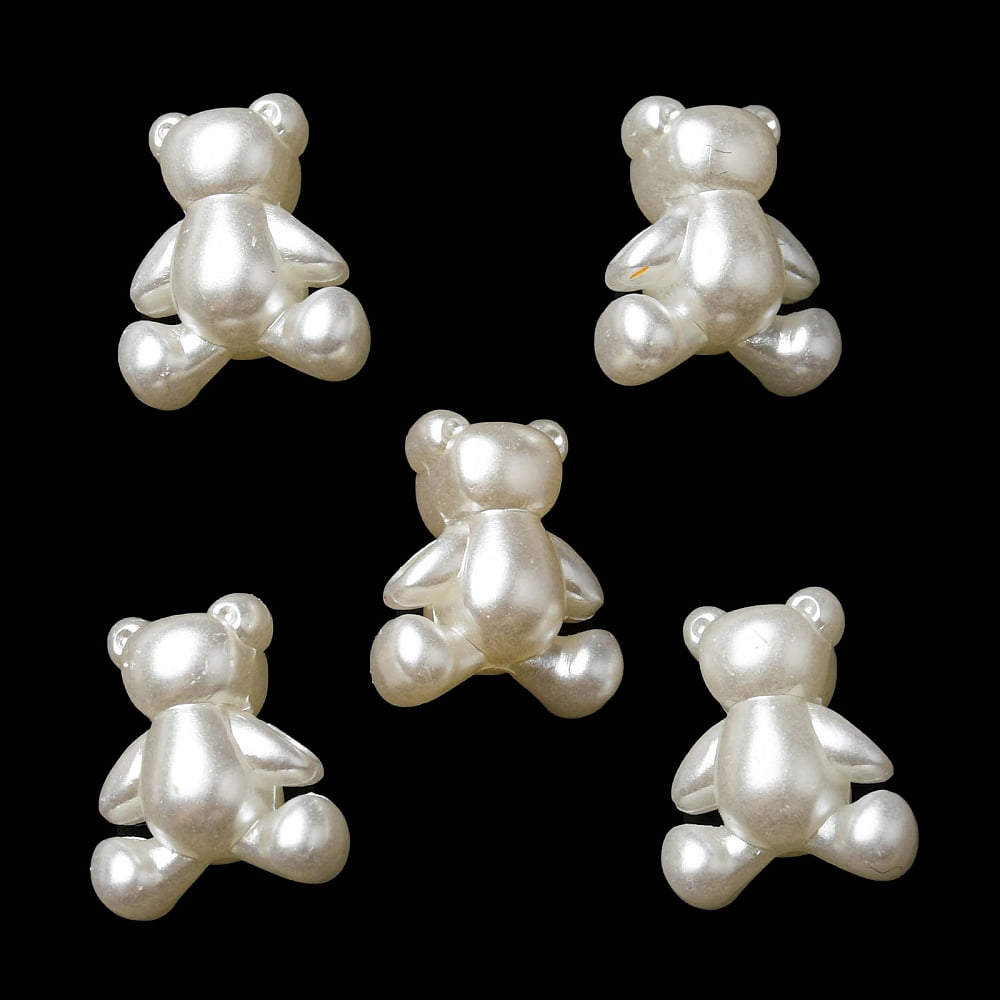 ABS Imitation Pearl Beads Bear 13.5x11.5x7.5mm Hole: 4x3mm ABS Plastic