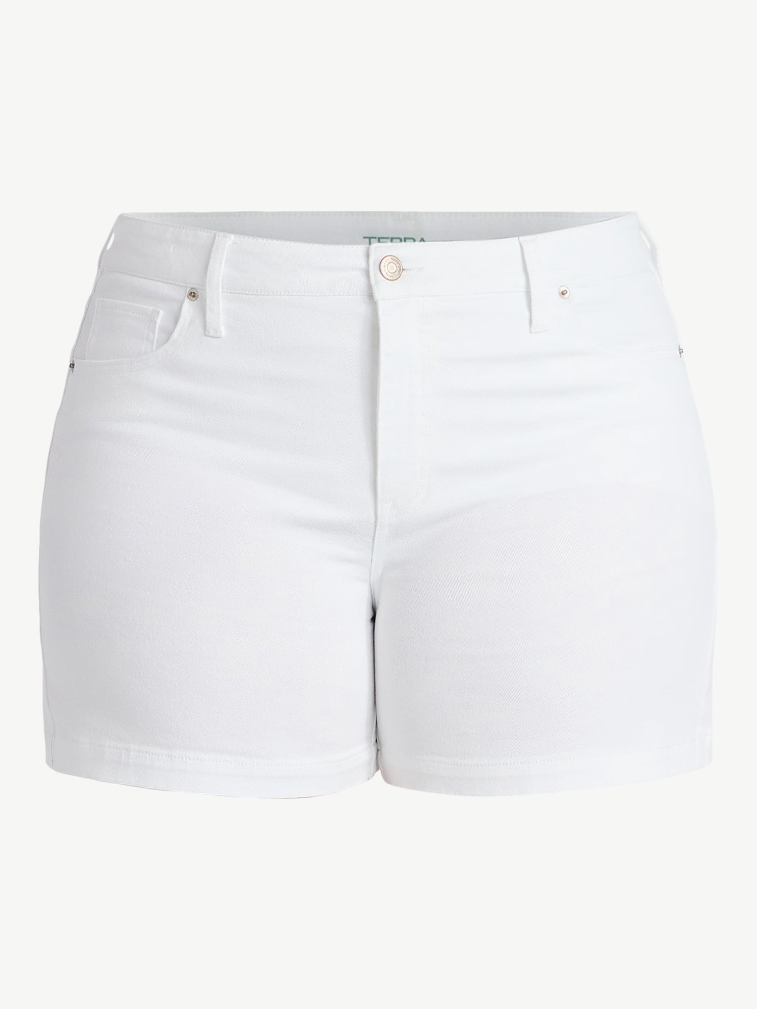 Terra & Sky Women's Plus High Rise A-Line Denim Short, 5" Inseam, Sizes 16W - 26W