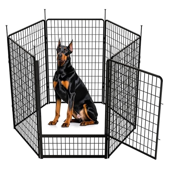 Dog Playpen with Wider Door, Heavy Duty Dog Pen, Anti Rust Dog Fence, Easy Insert into Soil, Pet Playpen for Yard RV Camping (50 inch, 6 Panels)
