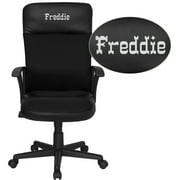 Flash Furniture Personalized High Back Black Leather and Mesh Executive Swivel Chair with Arms