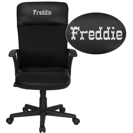 Flash Furniture Personalized High Back Black Leather and Mesh Executive Swivel Chair with Arms
