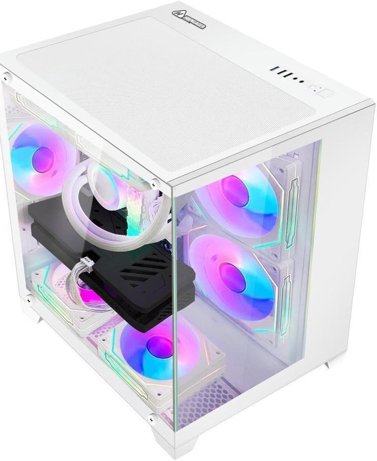 Hoengager Gaming PC Intel i5 12400F 2.5GHz GeForce RTX 3050 6GB 16GB DDR4 3200MHz 1TB M.2 SSD RGB Fans ,HDMI Liquid Cooler Windows 11 Desktop White
