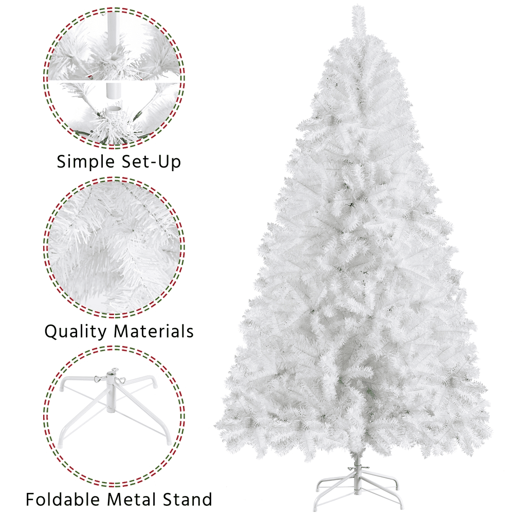 Renwick 6ft Hinged Spruce Artificial Christmas Tree with Foldable Stand, White