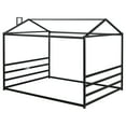 thumbnail image 6 of Harper & Bright Designs Queen Size Metal Bed House Bed Frame with Roof, Montessori Floor Bed, Playhouse Floor Bed Frame for Boys Girls, Black, 6 of 11