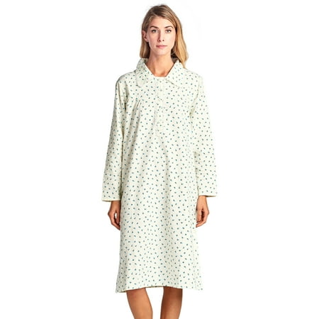 

Casual Nights Women s Flannel Floral Long Sleeve Nightgown