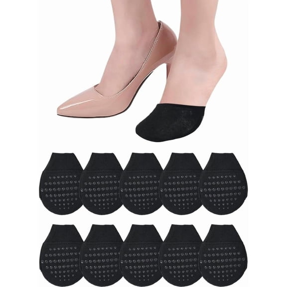 5 Pairs Cotton Toe Topper Half Socks for Women Invisible Socks Black 106x86x5.5mm Black