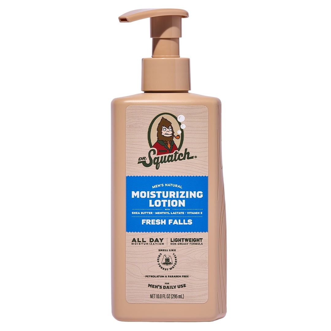Dr. Squatch Mens Natural Body Moisturizer Lotion, Hand & Body Lotion for Men, Fresh Falls, 10 fl Oz