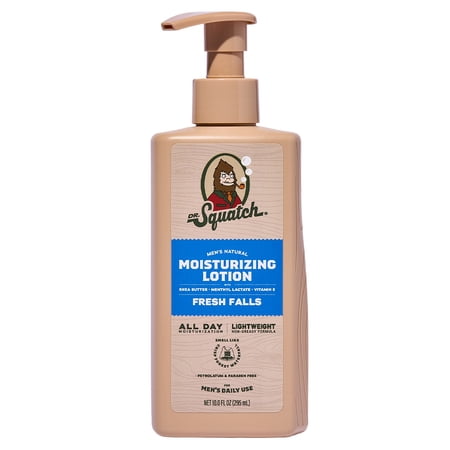 Dr. Squatch Mens Natural Body Moisturizer Lotion  Hand & Body Lotion for Men  Fresh Falls  10 fl Oz