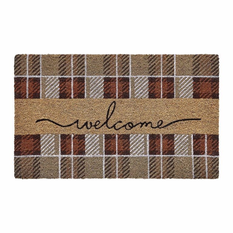 My Texas House Welcome Harvest Plaid Coir Doormat photo 1