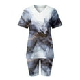thumbnail image 5 of Summer Savings Clearance Sets! Xihbxyly 2 Piece Shorts Set for Women, Women's Tie-Dye Set Two-Piece Outfits V-Neck Blouse Short Sleeve Tops T Shirts Shorts Set Navy XXXL, 5 of 7