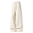 thumbnail image 2 of Mens Solid Color Wide Leg Sweatpants Drawstring Waist Straight Fit Casual Trousers Loose Daily Outdoor Comfort Jogger Pants Beige 3XL, 2 of 4