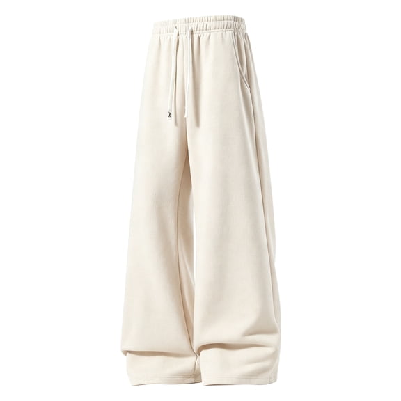 Leidass Mens Baggy Sweatpants Wide Leg Loose Open Bottom Uncuffed Gym Casual Lightweight Y2K Pants Relaxed Pocket No WrinkleCasual Relaxed Drawstring Lightweight Lounge No Wrinkle Beige L