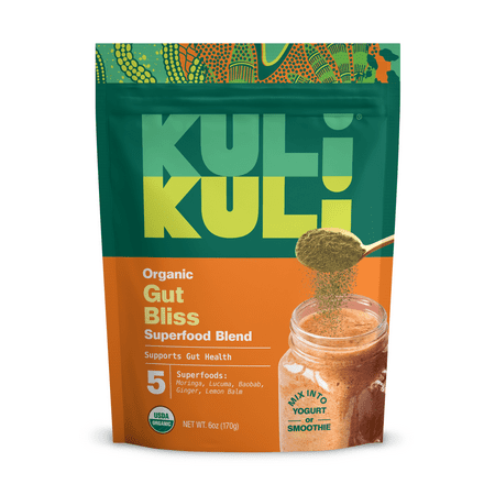 Kuli Kuli Gut Bliss Organic Superfood Blend for Healthy Digestion with Moringa, Baobab, Ginger, and Lemon Balm, 6 oz