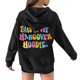thumbnail image 2 of Puntoco mujeres Otoño Invierno letra colorida bloque de Color estampado cuello en V cultivo entrenamiento manga larga Sexy largo con capucha tops pulóver blusa Puntoco Puntoco-2279, 2 of 8