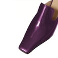 thumbnail image 2 of FSJ Women Comfortable Chunky Block Low Heel Mules Square Closed Toe Backless Loafers Slip On Office Clogs Slides Shoes Size 5 Purple, 2 of 5