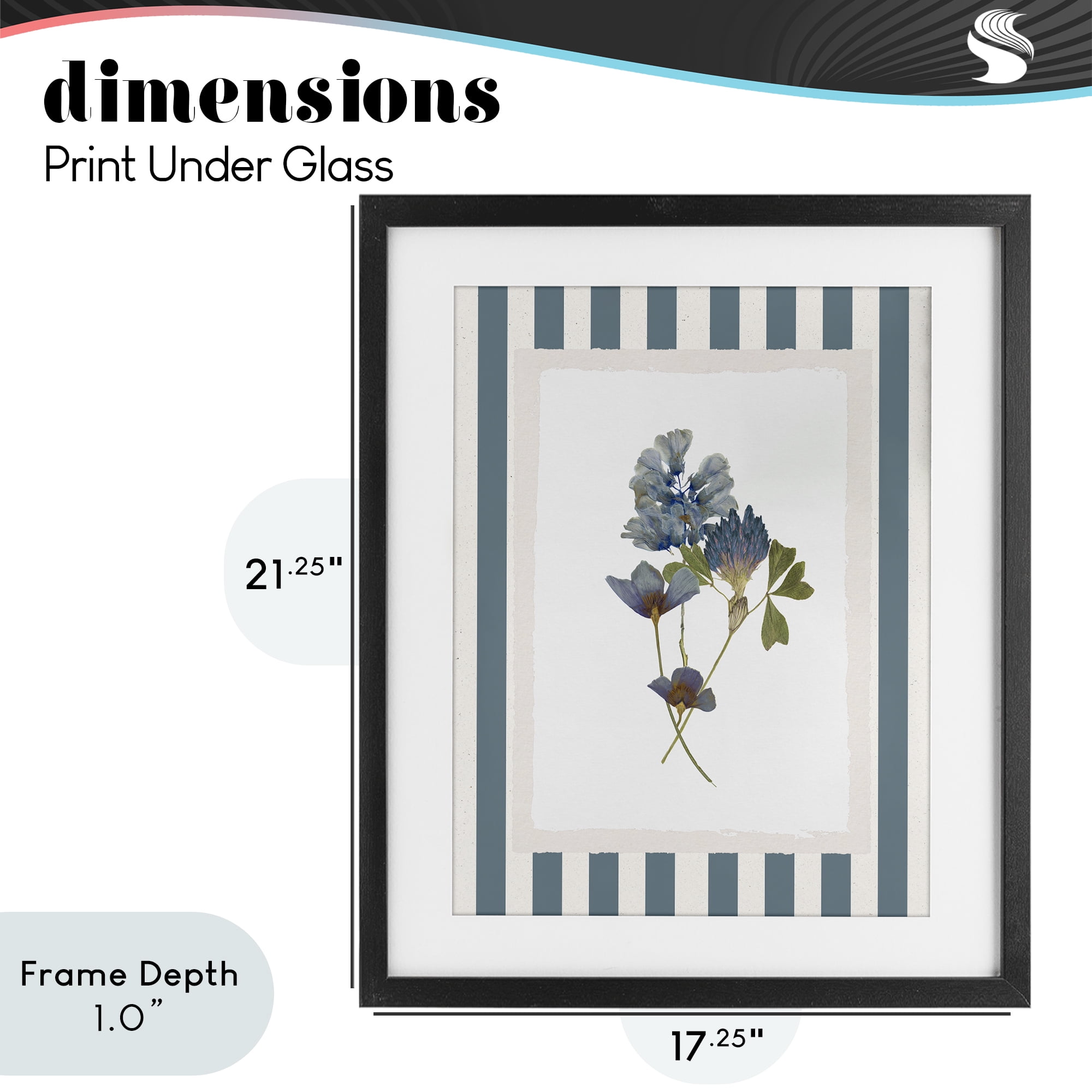 Stupell Industries Blue Summer Memory Florals Black Framed Print Under Glass, design by Val Rhodes