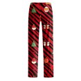 thumbnail image 4 of Christmas Pajama Pants for Women Christmas Tree Striped Print Soft Pj Bottoms Casual Comfy Lounge Sleep Pants Loose Fit Pjs Pants Wine,XL, 4 of 5