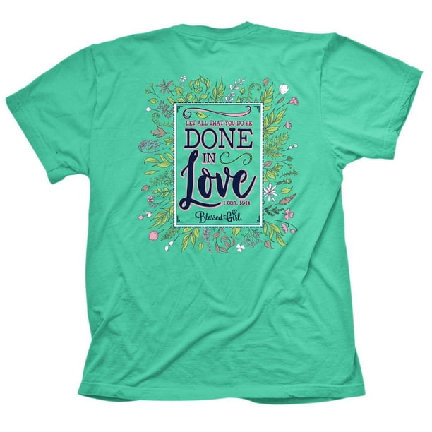 Blessed Girl Blessed Girl Womens TShirt Done in Love Floral Mint