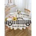 thumbnail image 5 of Pig Truck Sunflower Round Tablecloth 54 inches Vintage Farm Loads of Sunshine Waterproof Oil-Proof Table Cloth Round Table Cover for Holiday Party Picnic Dinner Decor Indoor and Outdoor Use, 5 of 9