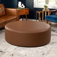 thumbnail image 5 of Jaxx Candler Round Coffee Table Ottoman, Oversized, 44-Inch, Premium Faux Leather, Walnut, 5 of 11