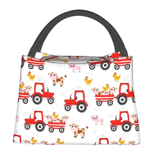 Balery Tractor With Farm Animals Bolsa de Aislamiento Portátil – Bolsa de Almuerzo con Forro de Aluminio Mejorado, Funda Impermeable y Fácil de Limpiar para Picnic y Caja de Almuerzo