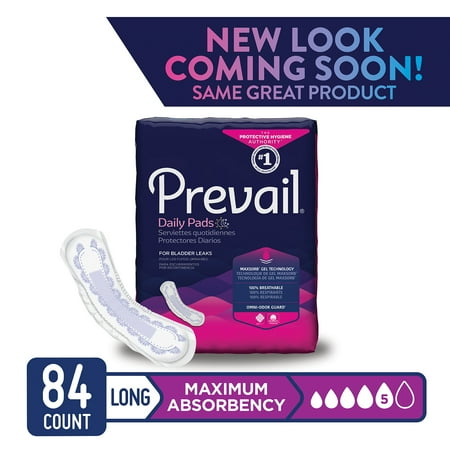 - Prevail Maximum Absorbency Long Bladder Control Pads, 84 Count