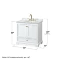 thumbnail image 4 of Wyndham Collection Deborah 36" Wood & Metal Single Bathroom Vanity in White/Gold, 4 of 5