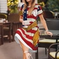 thumbnail image 2 of Defioc American Flag And Baseball Pattern Womens Summer Dresses Short Sleeve Sundress 2025 Beach Vacation Dresses with Pockets -XX-Large, 2 of 6