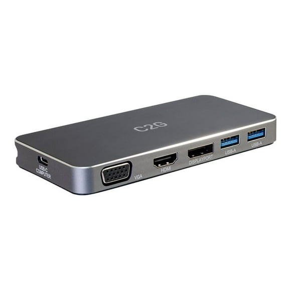 C2G USB C Docking Station - Dual Monitor Docking Station with 4K HDMI, DP, and VGA - Power Delivery up to 100W - Docking station - USB-C / Thunderbolt 3 - VGA, HDMI, DP