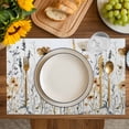 thumbnail image 2 of Placemat Yellow Gray Flowers Placemats for Dining Table Watercolor Floral Washable Table Mats for Party Kitchen Dining Decoration, 2 of 7