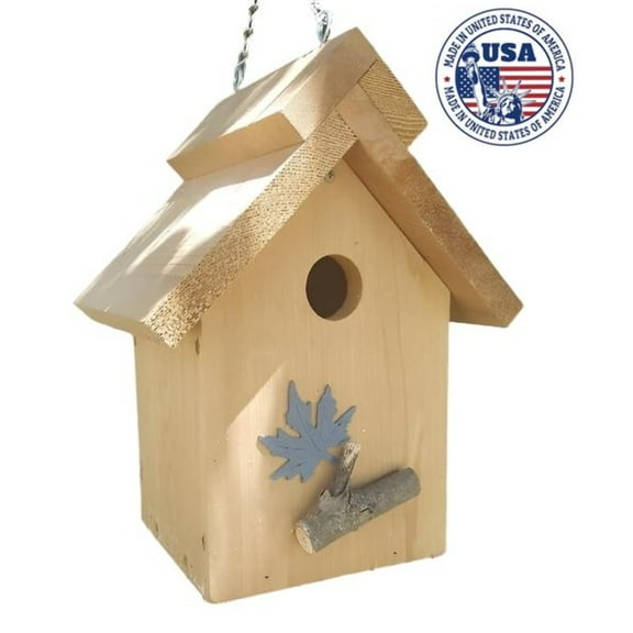 Peaked Roof Cedar Cabin Bird House, 13", Bird Houses by Mark, Made in USA