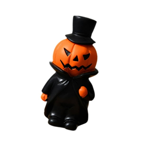 Figura de calabaza en miniatura, muñeco de calabaza, hombre calabaza, fantasma, adorno de calabaza de resina
