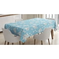 thumbnail image 1 of Ambesonne Cartoon Tablecloth Rectangular Table Cover, AMusing Cat with Yarn, 60"x84", Cream Blue, 1 of 3