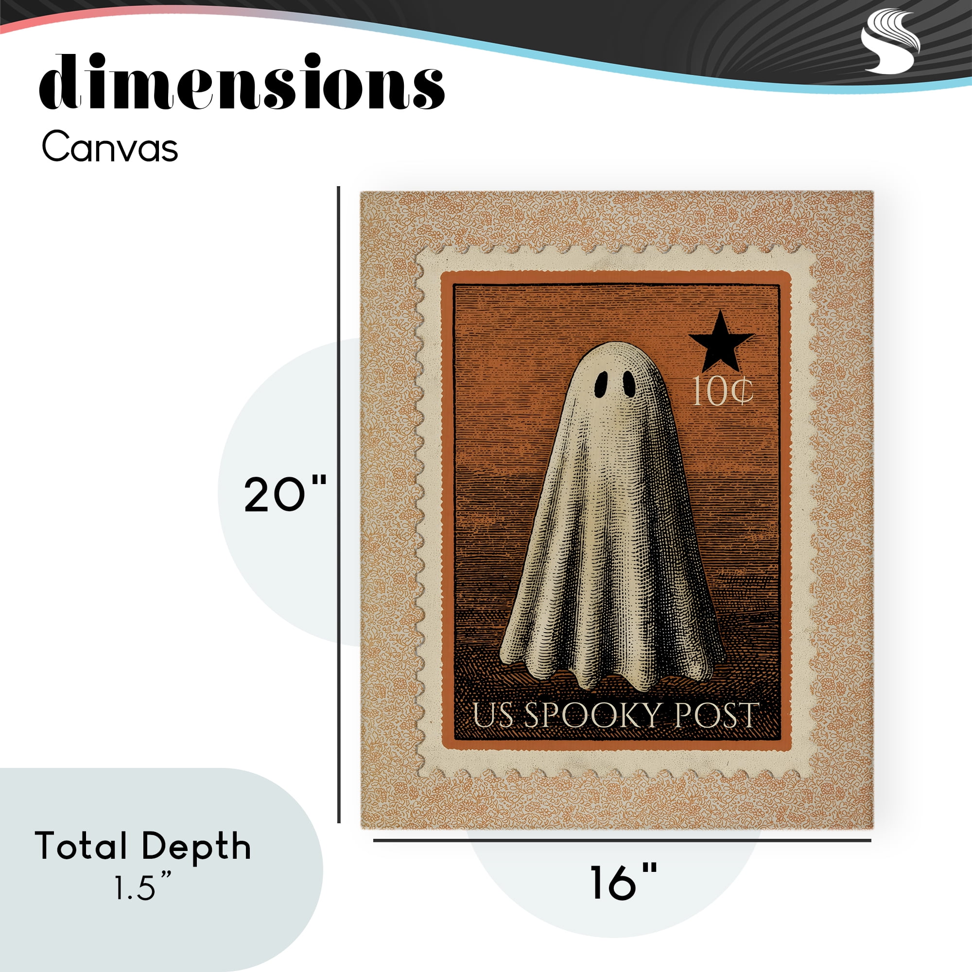 Vintage Ghost Stamp Canvas Wall Art, design by Arlington Prints