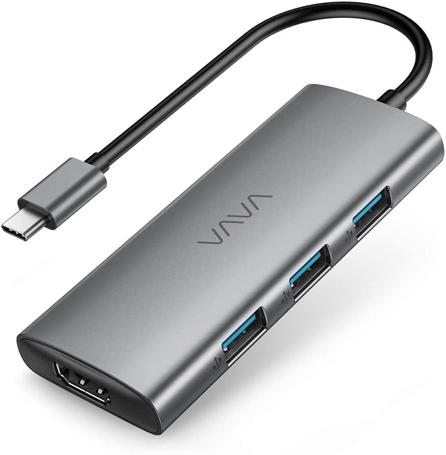 VAVA USB C hub 7-in-1 USB C Adapter MacBook Pro Adapter SD / TF Karten leser mit 4K USB-C bis HDMI 3 USB 3.0 Anschlüsse bietet 100W Stromversorgung für MacBook / Typ C Gerät 