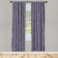 thumbnail image 3 of Ambesonne Abstract Curtains, Ornamental Wavy Lines, Pair of 28"x84", Fuchsia Slate Blue Cream, 3 of 5
